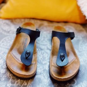 Women’s Birkenstock’s, 8-8.5 American Size, Black with cork